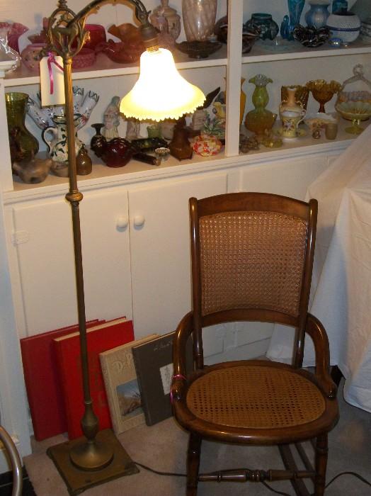Antique Floor Lamp and Chair