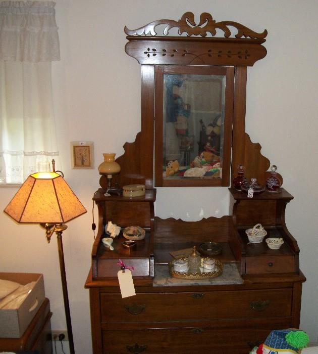 Antique East Lake Dresser with Marble Top