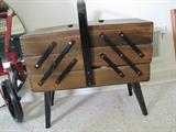 Antique fold out sewing basket