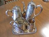 ANTIQUE QUAD SILVERPLATE ELEGANT SERVING SET.