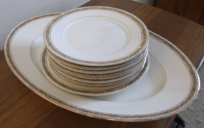 LIMOGES FRANCE CHINA SERVING PLATTER AND LUNCHEON PLATES