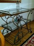 Tempered Glass Tea Cart or Bar Cart with Scrolling Detail ~ Perfect for Entertaining!
