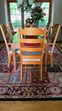 Solid Maple Dining Set ~ Table with pull out drawers ~ 6 Ladder Back Chairs ~ Matching Buffet Server
