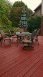 9 Pc. Patio Set includes Table ~ 6 Chairs ~ Umbrella & Base