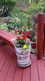 Patio Flower Arrangement on Rolling Stand
