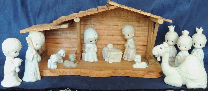 Precious Moments nativity set with manger.