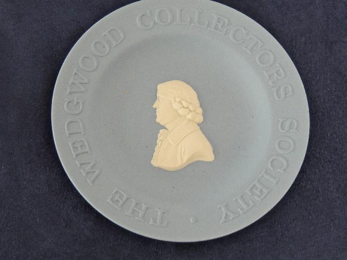 Wedgwood jasperware Collectors Society plate, featuring a medallion of the company's founder, Josiah Wedgwood.