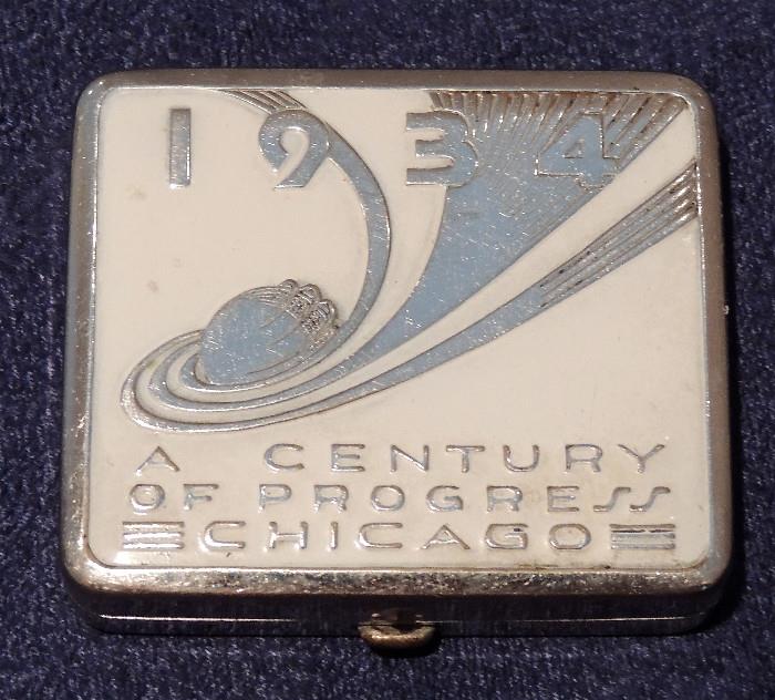 Art deco enameled compact from 1934 Chicago World's Fair.