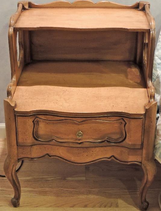 One of two nightstands from fruitwood bedroom set.
