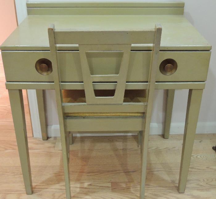 Small vintage painted desk and chair. 