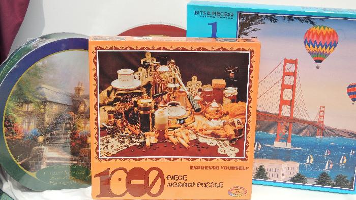Jigsaw puzzles, some new in box.