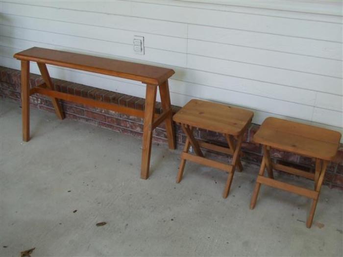 loom bench & wood tables