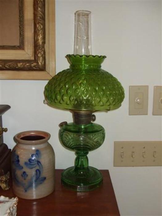 green glass lantern