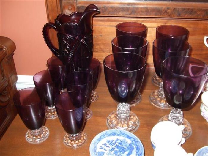 great purple glassware set