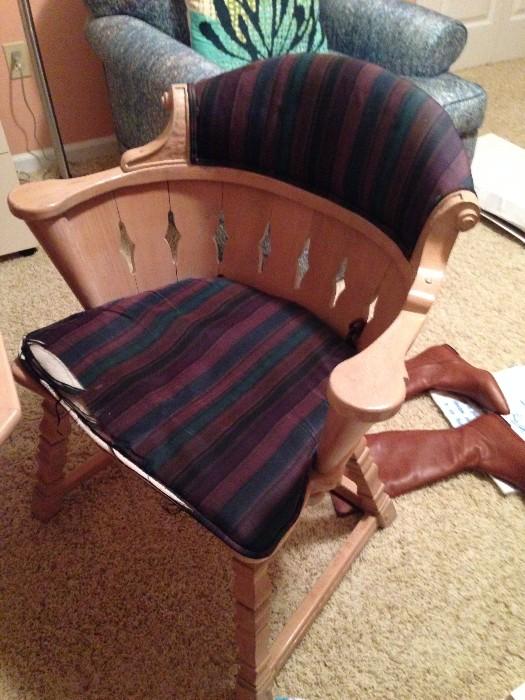Solid oak chair, circa 1950s.  West coast design.