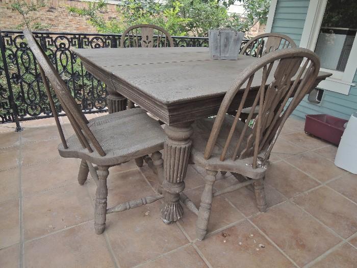 Rustic square table with 4 chairs