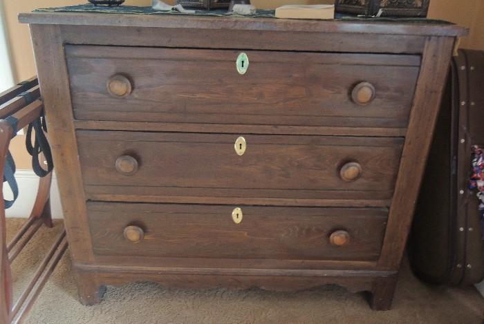 antique 3 drawer chest with marble top