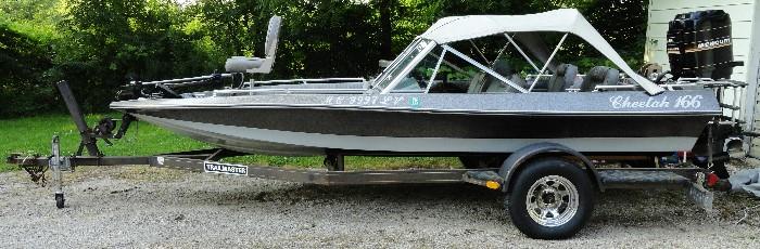 Cheetah 166 Bass Boat, 115HP Mercury Outboard, Power Trim, Trolling Motor, Live Wells, Trailer