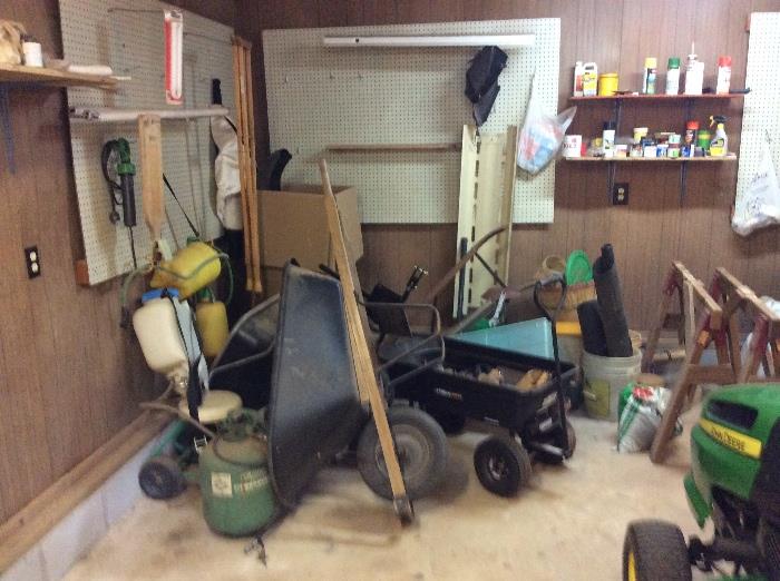 wheelbarrow, carts, sprayers - sorry JD not for sale
