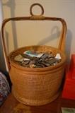 Vintage woven sewing basket