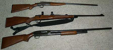 Stevens 410  12 m-m, Alexandria Interarms 30-06 mark 10 and Winchester 12 gauge shotgun