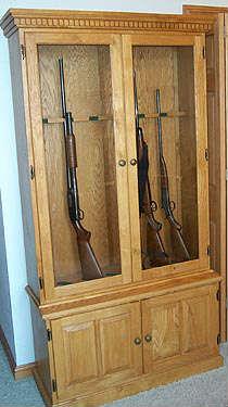 Oak gun cabinet  40" W x 16 " D x 78" H