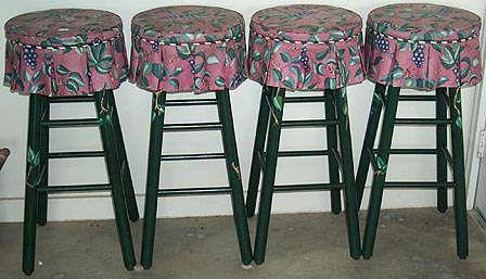 4 hand painted stools w/ grape designs
