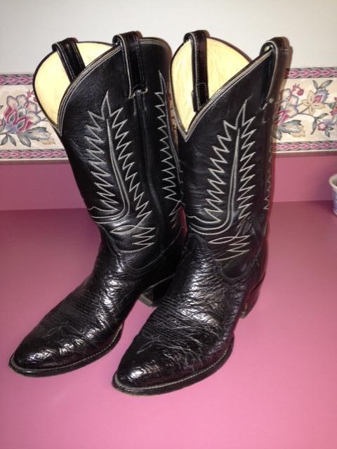 Black Ostrich Cowboy Boots Size 10