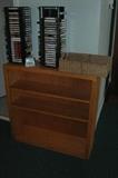 small oak bookcase, great selection of vintage cassette tapes