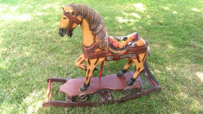 Antique European pull/rocking horse. 