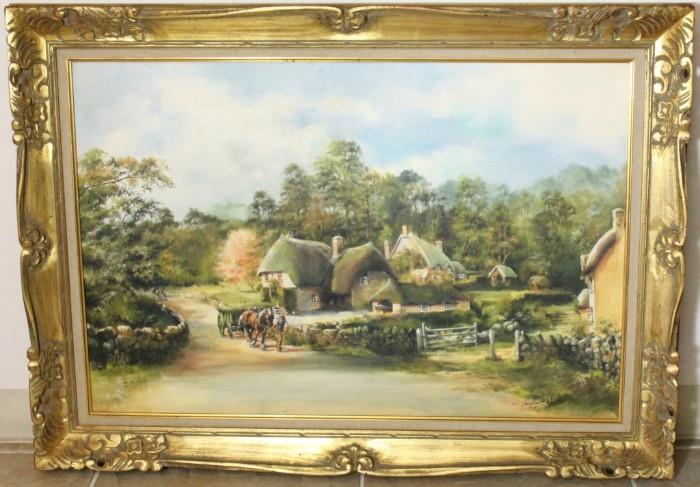 Framed original oil painting signed “Douglas E. West”. Wooden frame measures 43” x 30 1/2”. Please preview for details. Item cannot be shipped: winning bidder must pick up this item in person at our San Antonio, Texas gallery.
