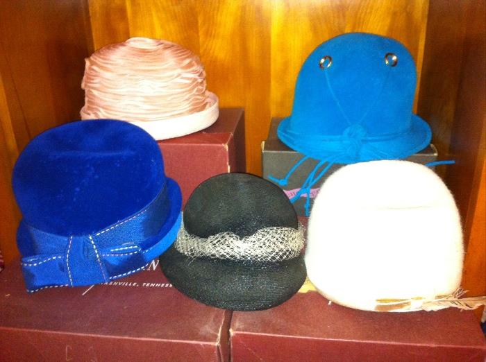 Vintage hats and hat boxes.
