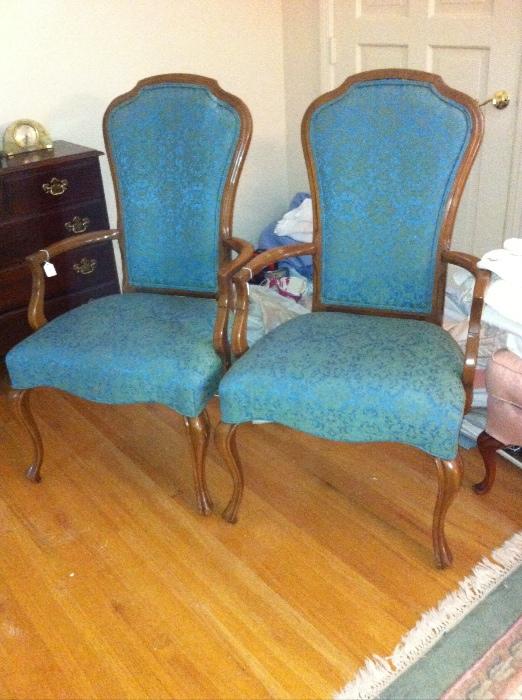 Vintage Queen Anne style arm chairs (pair).