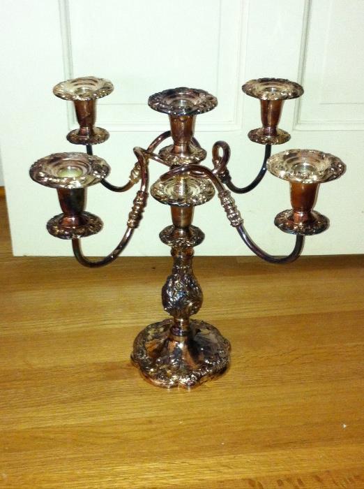Large 5-candle candelabra, silver plated.