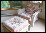 wicker chair and ottoman