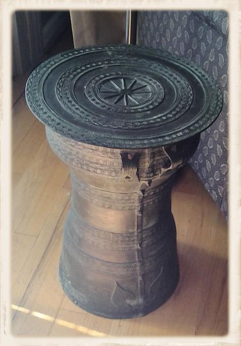 Antique Reproduction Bronze "Rain Drum" table / small side table