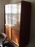 Mid century modern teak hutch with glass sliding doors and great storage