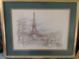 Framed Bernadette Loy print of Paris Eiffel Tower