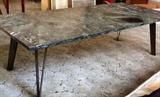 Custom made marble top coffee table with brass legs- stunning!