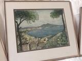 Framed print of Naples ink on fabric 