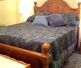 Great pine queen sized  complete bed with headboard and footboard 