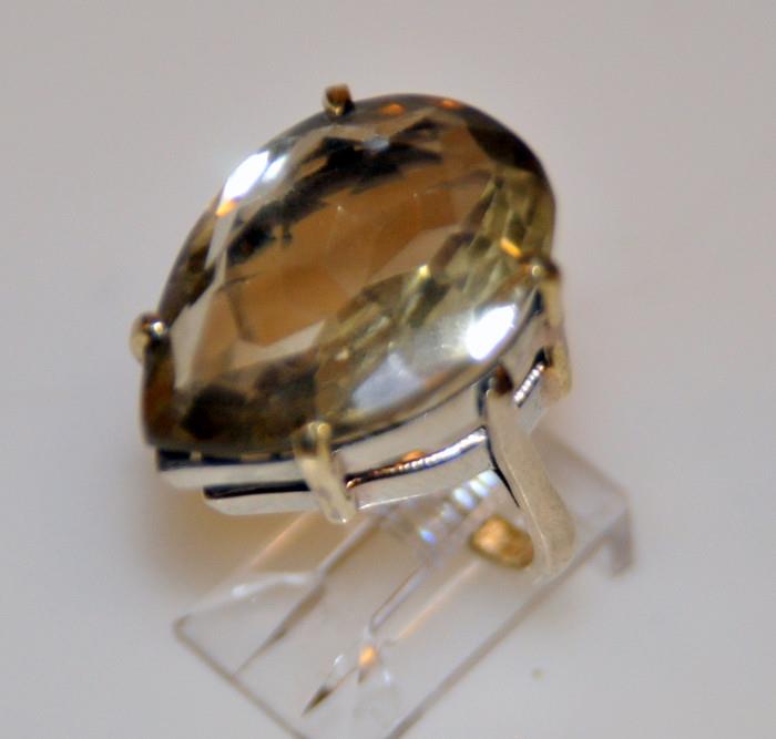 Sterling smoky quartz ring