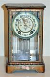 Crystal regulator hand painted enamel brass clock