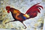 Signed John Hansegger rooster oil on canvas