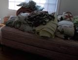 Nice "Hollywood" bed with clean mattress and springs and LOTS of bedding and drapes/curtains!