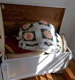 Nice sized cedar chest with lots of quilts/coverlets!