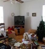 Door shot of "Christmas Room" showing nice working television and stand, etc.