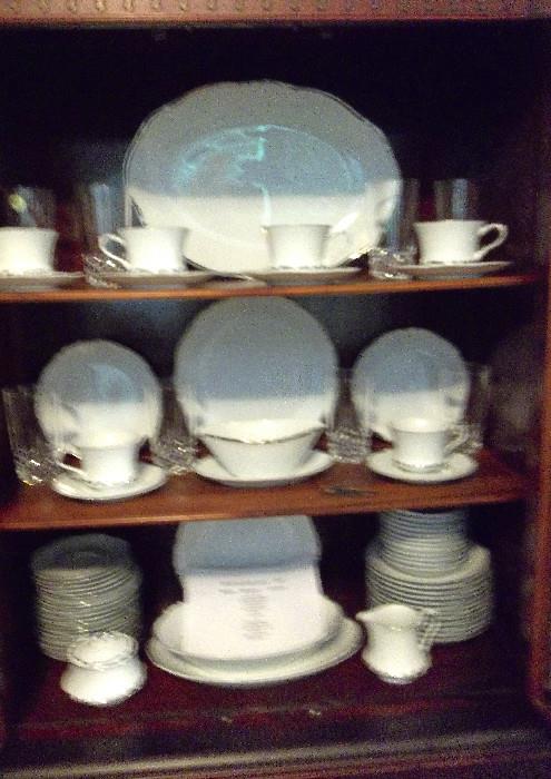 Close up (sorry about the blur!) of principal china set.