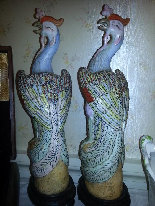  Pair of Chinese Phoenix Birds-Vintage-Beautiful condition.