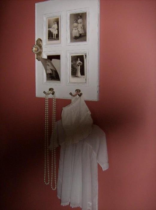 White mirror hanger(Does not include vintage pictures, baby clothes, or beads.)